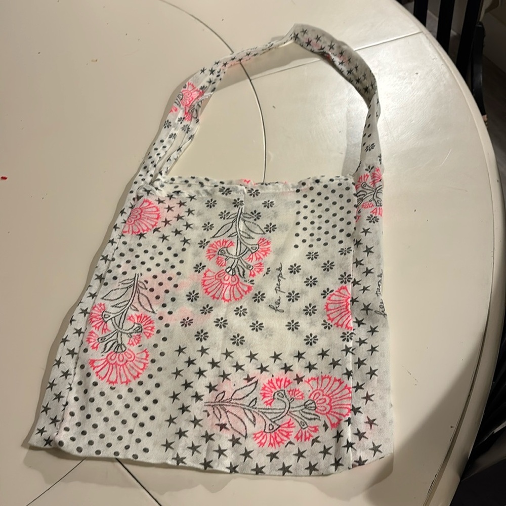 🍀Free People Garment Bag in White and Pink with Vintage Patchwork Design